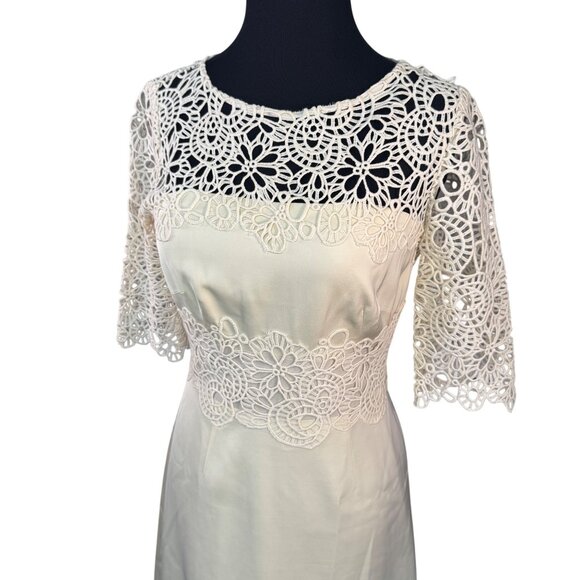 Lela Rose Size 2 Lace Overlay Cream Dress Elegant Knee-Length - Picture 2 of 14